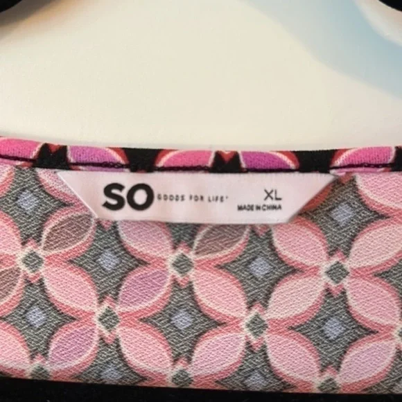 NWT Sonoma Goods for Life Cutout Flutter Sleeve Top Women’s XL Pink with blue - Picture 3 of 11